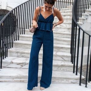 Anthropologie Denim Chambray Pleated Jumpsuit Sz M